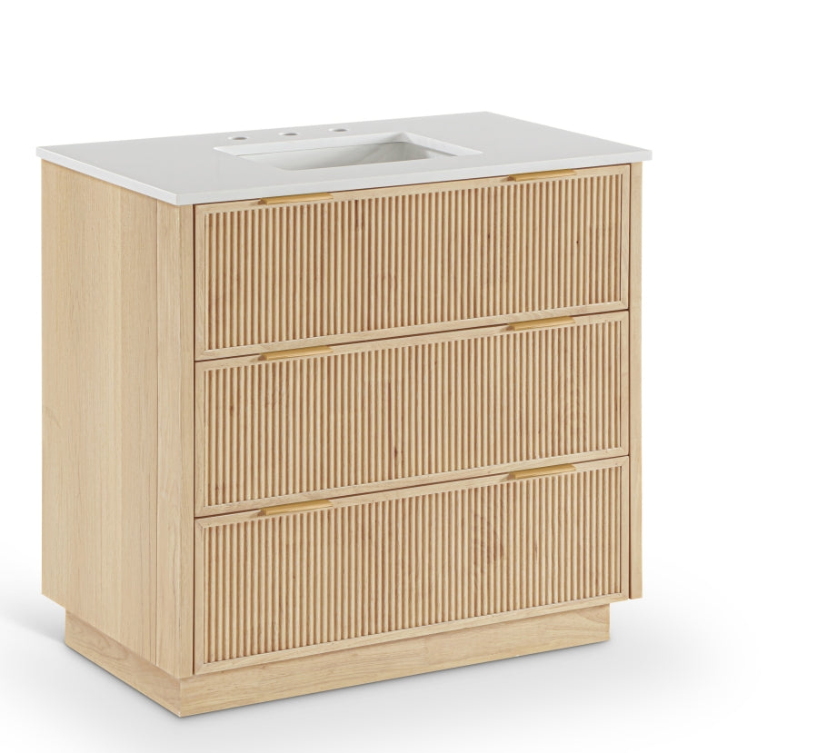 Willard White Engineered Stone And Solid Wood Bathroom Vanity