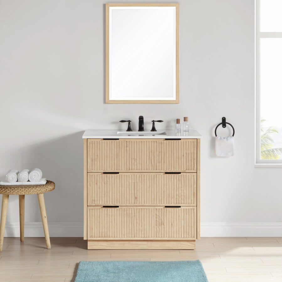 Willard White Engineered Stone And Solid Wood Bathroom Vanity