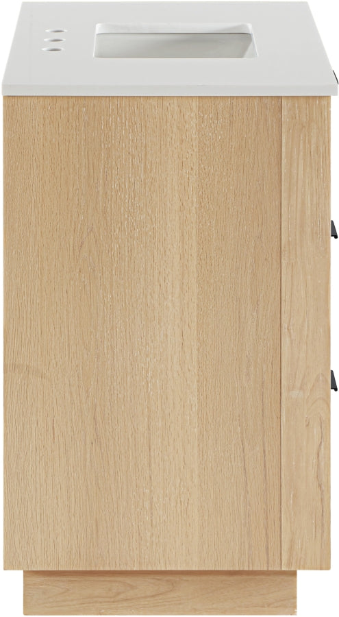 Willard 36" White Engineered Stone And Solid Wood Bathroom Vanity