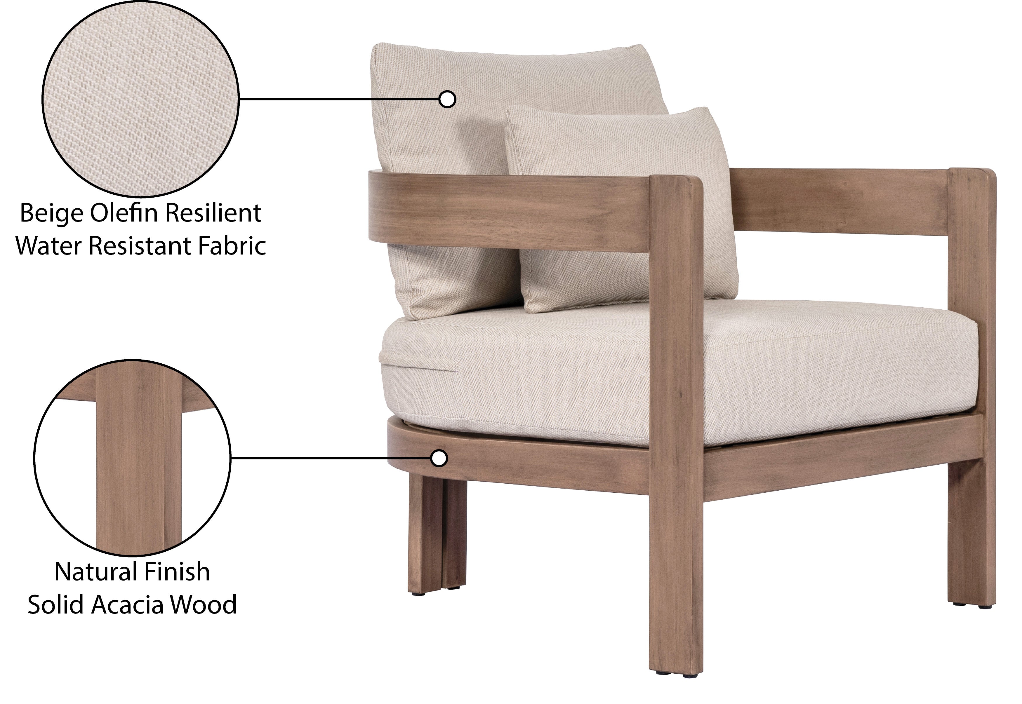 Newport Water Resistant Fabric Upholstered Outdoor Patio Chair
