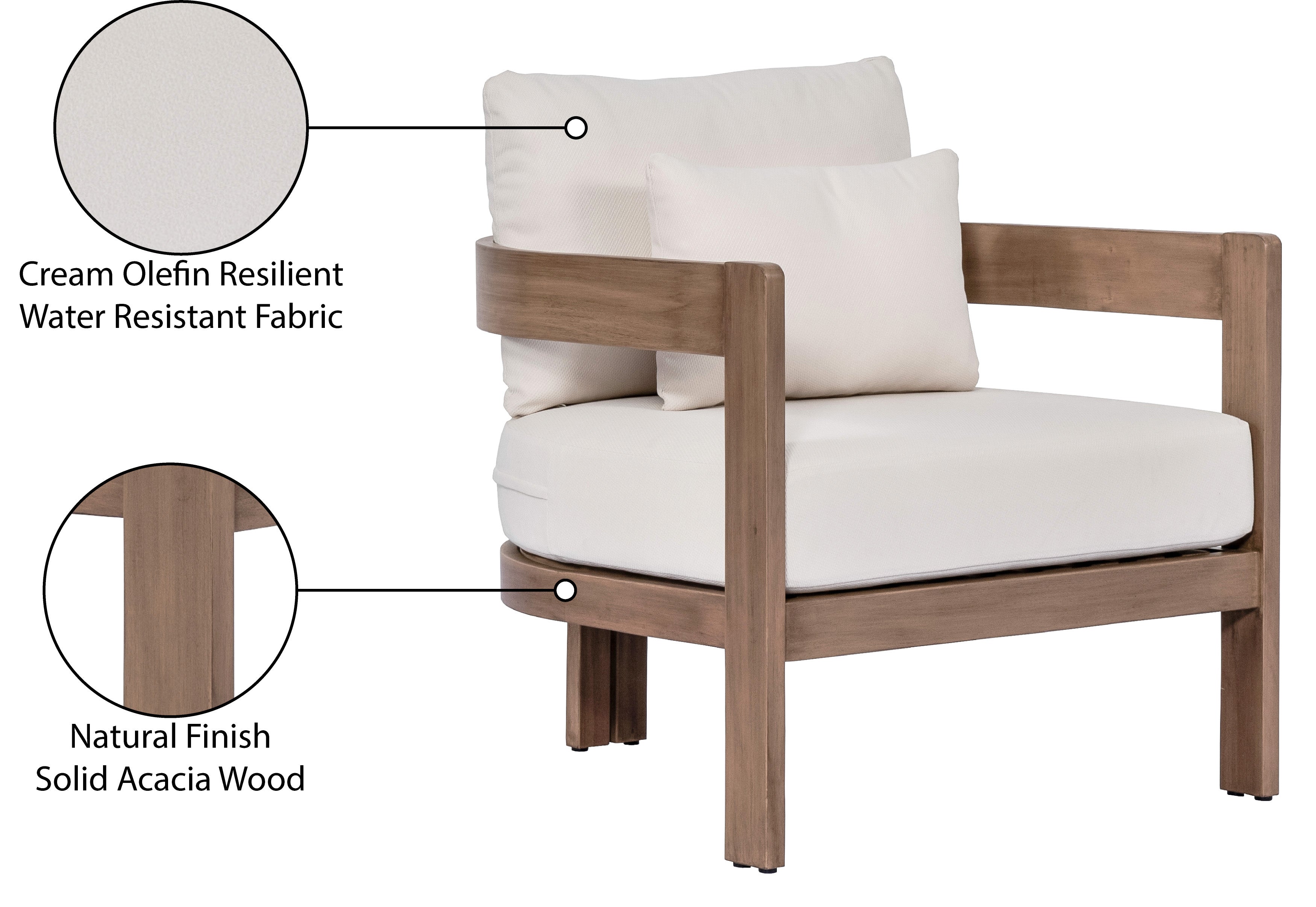 Newport Water Resistant Fabric Upholstered Outdoor Patio Chair