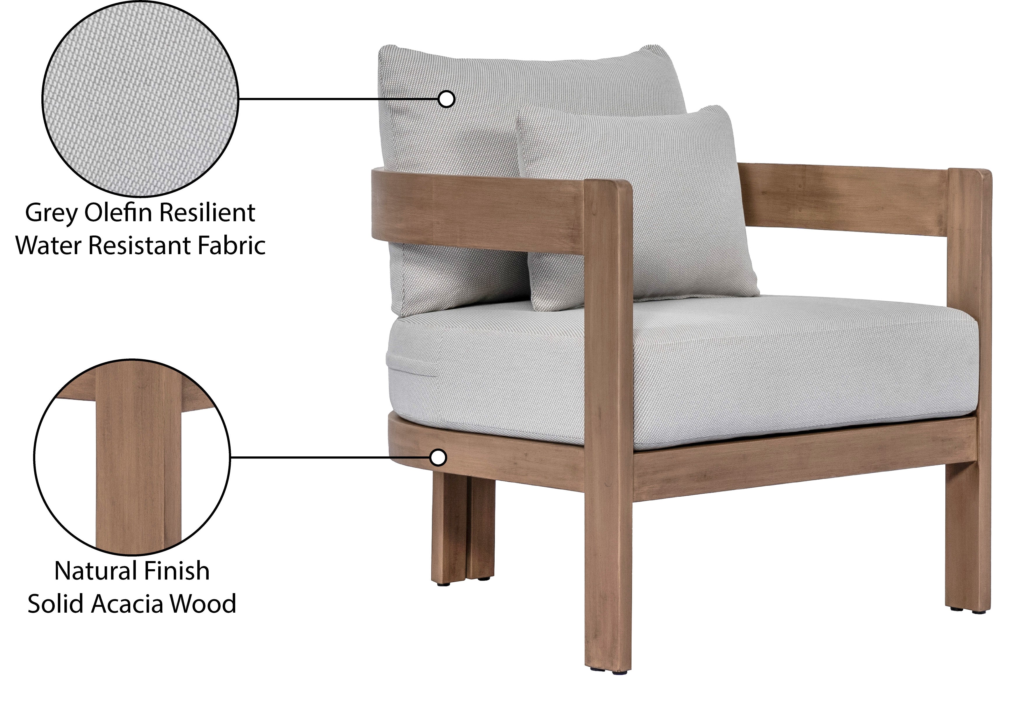 Newport Water Resistant Fabric Upholstered Outdoor Patio Chair