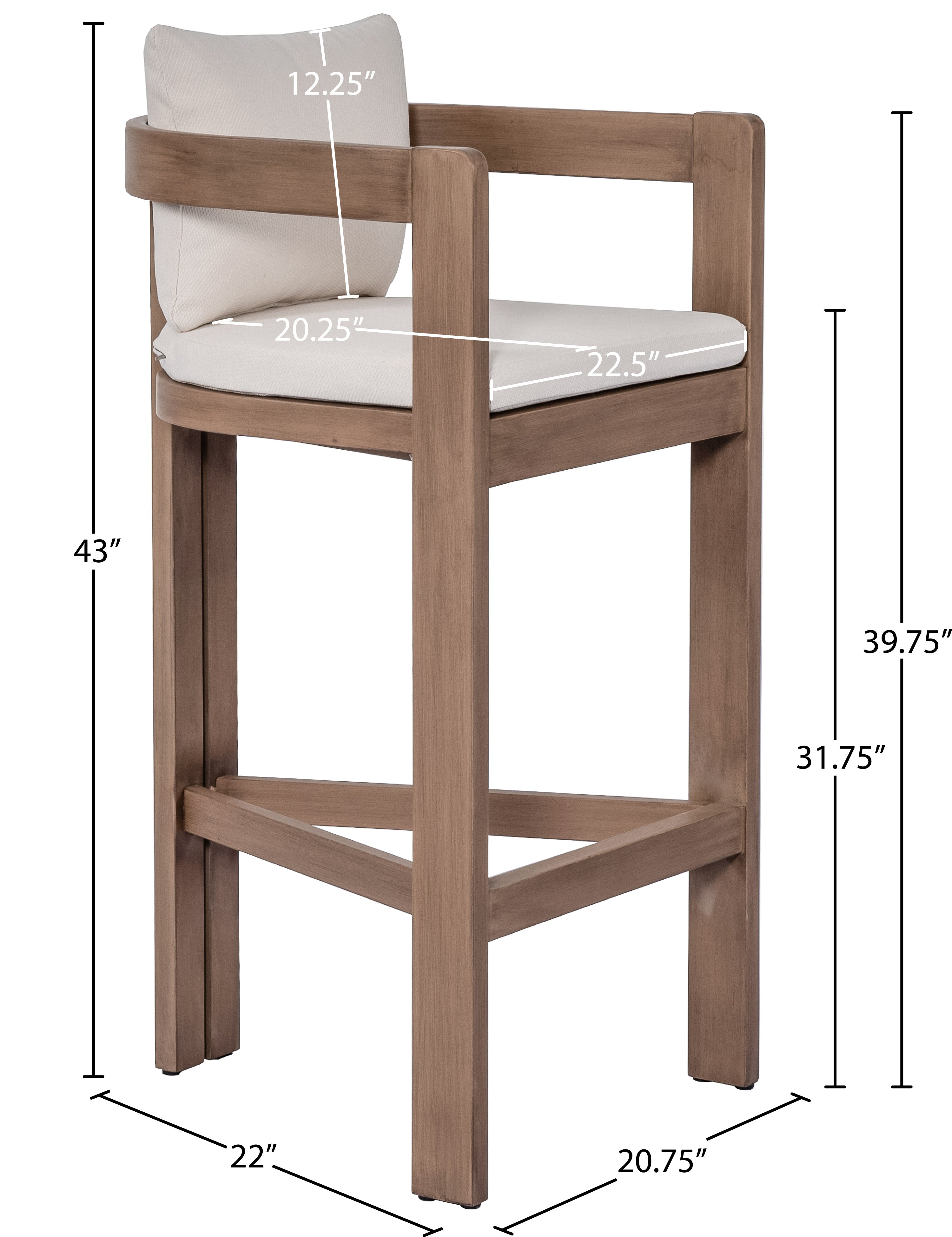 Newport Water Resistant Fabric Upholstered Outdoor Patio Bar Stool