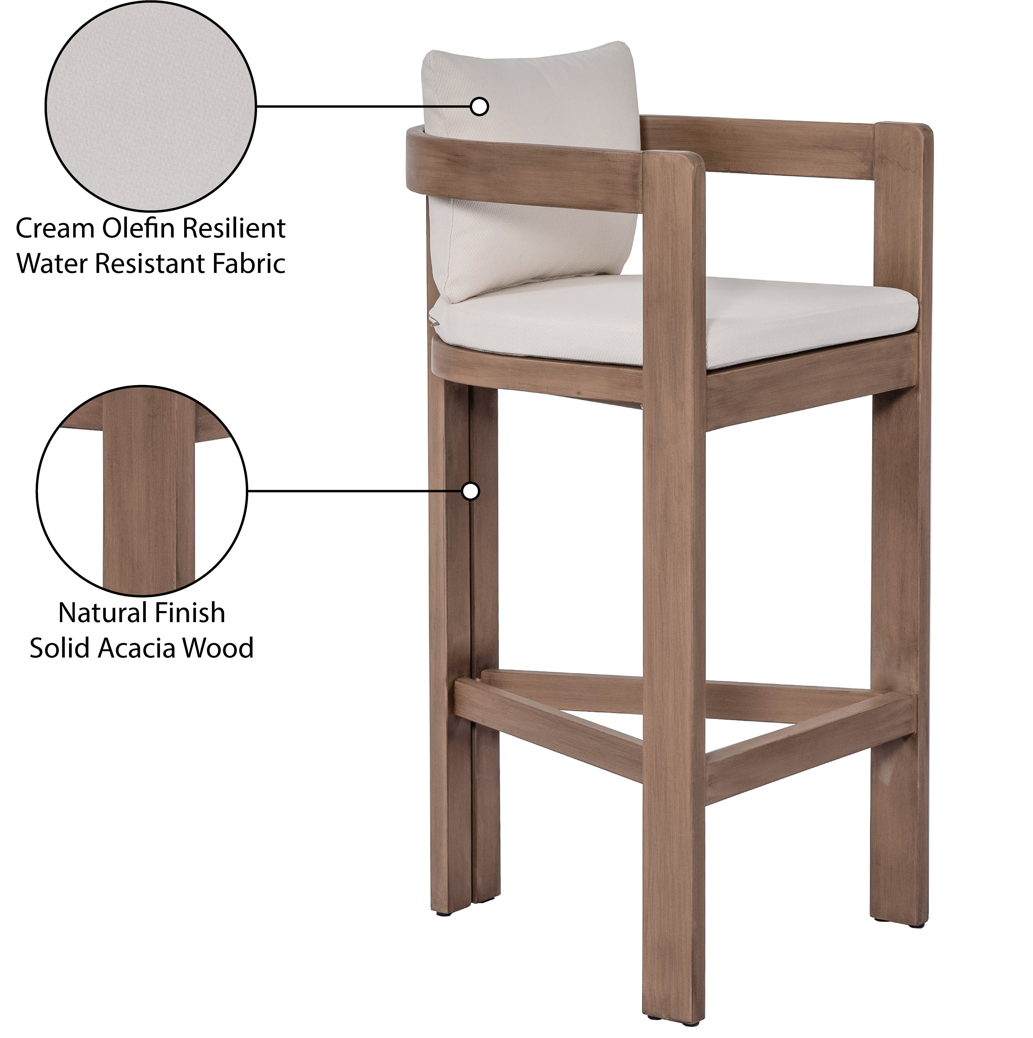 Newport Water Resistant Fabric Upholstered Outdoor Patio Bar Stool