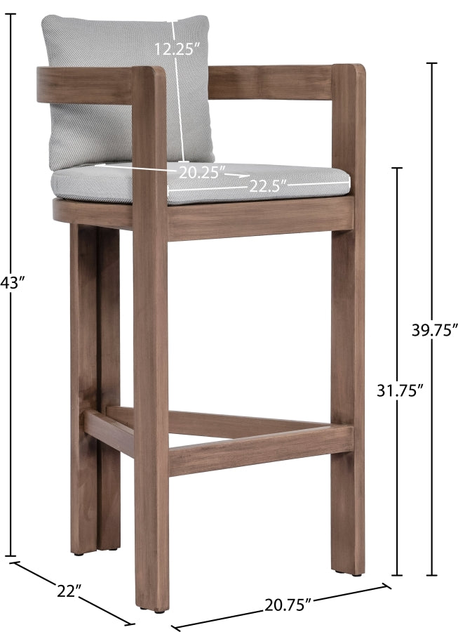 Newport Water Resistant Fabric Upholstered Outdoor Patio Bar Stool