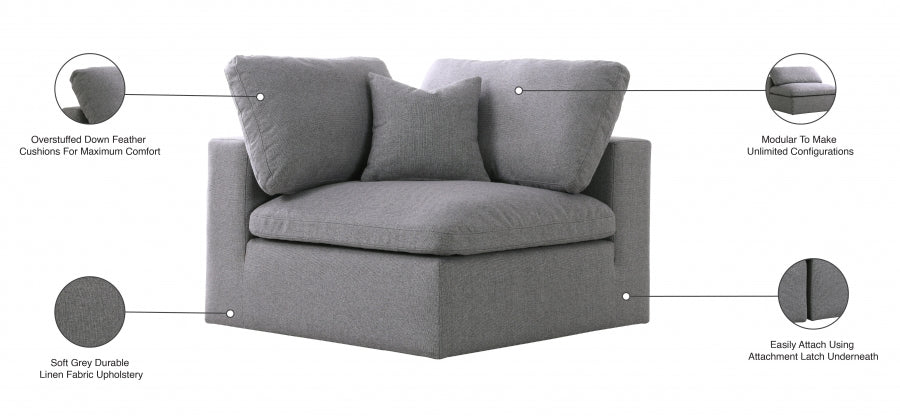 Serene Linen Textured Fabric Upholstered Deluxe Comfort Modular Corner Chair
