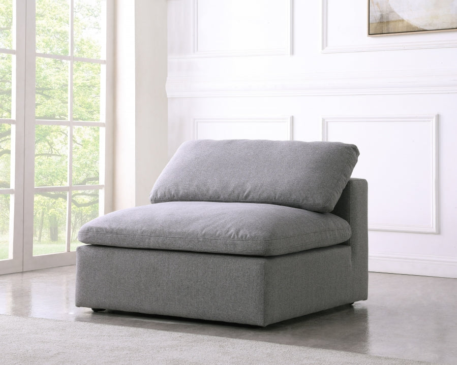 Serene Linen Textured Fabric Upholstered Deluxe Comfort Modular Armless Chair
