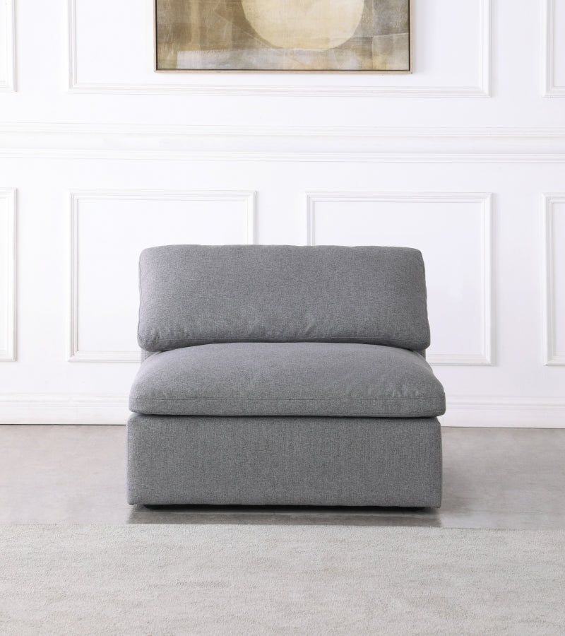 Serene Linen Textured Fabric Upholstered Deluxe Comfort Modular Armless Chair