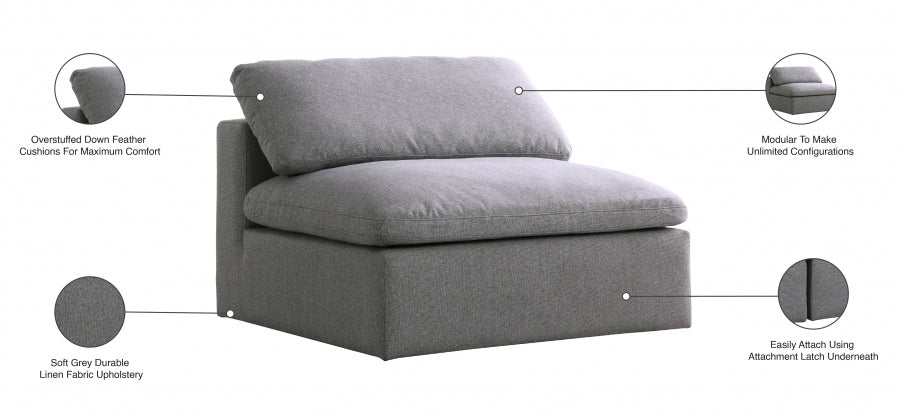 Serene Linen Textured Fabric Upholstered Deluxe Comfort Modular Armless Chair
