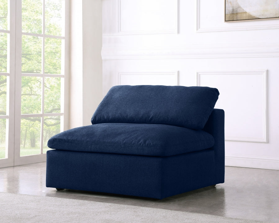 Serene Linen Textured Fabric Upholstered Deluxe Comfort Modular Armless Chair