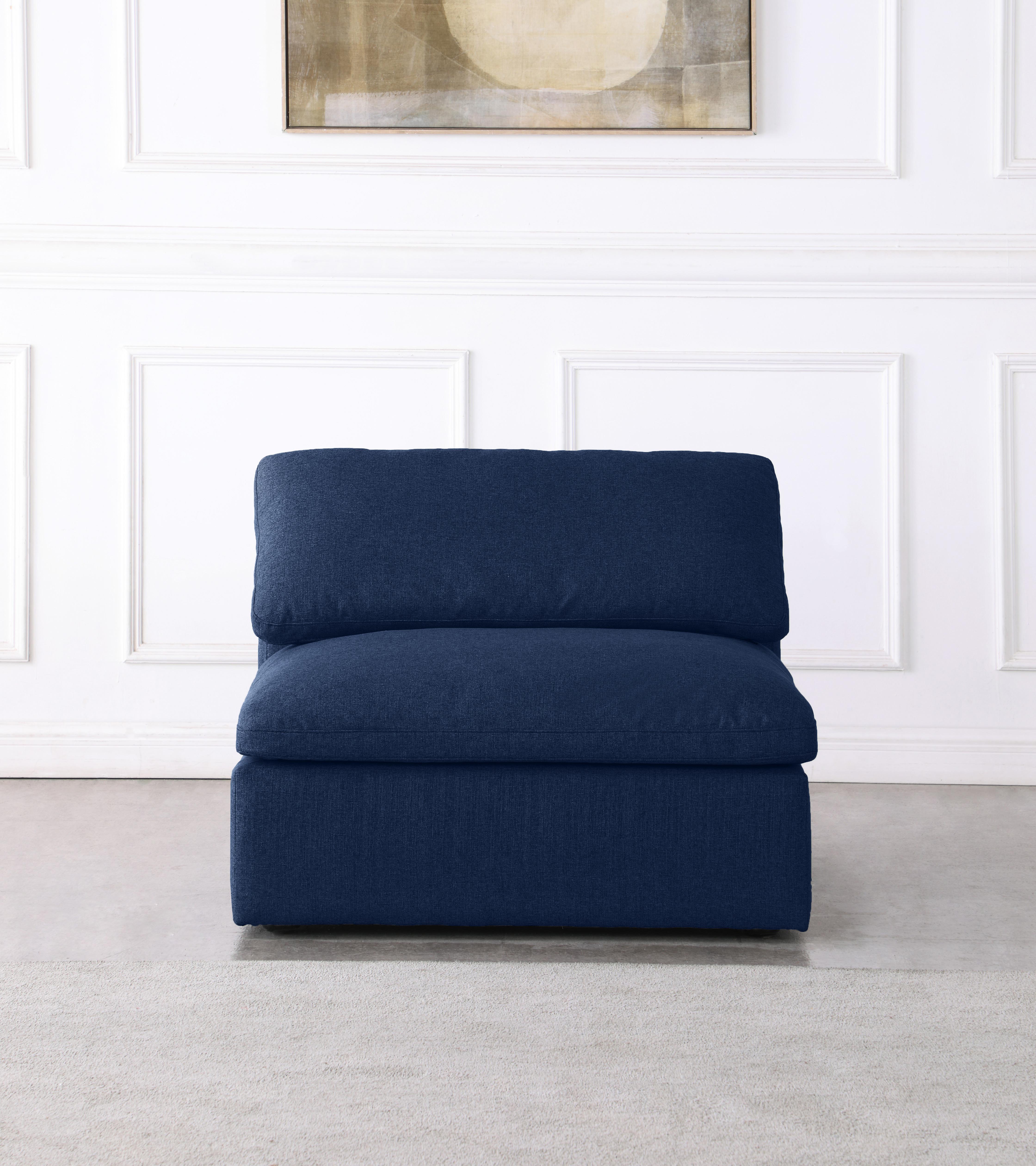 Serene Linen Textured Fabric Upholstered Deluxe Comfort Modular Armless Chair