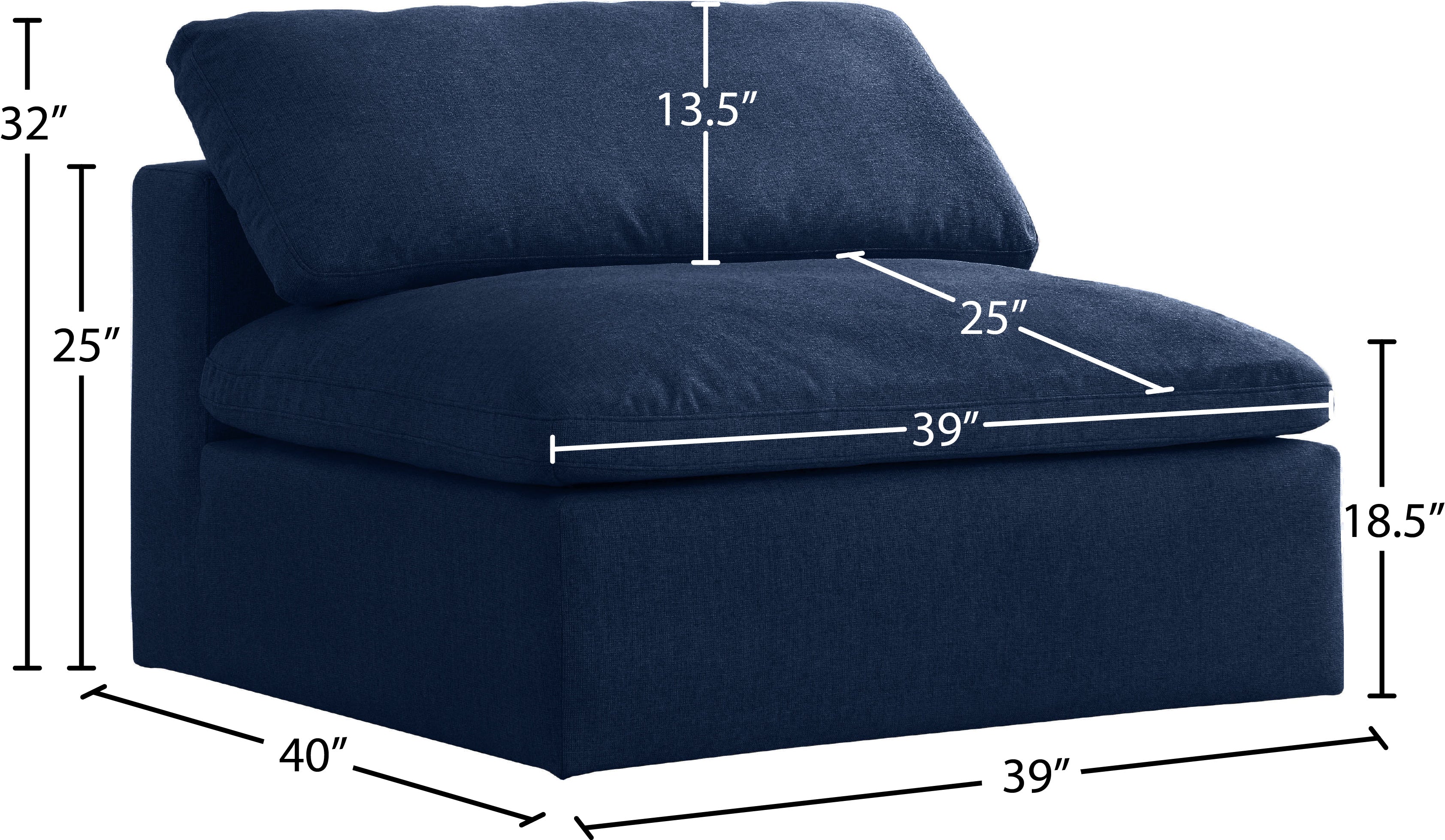 Serene Linen Textured Fabric Upholstered Deluxe Comfort Modular Armless Chair