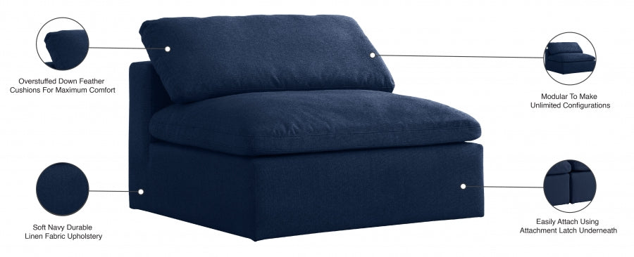 Serene Linen Textured Fabric Upholstered Deluxe Comfort Modular Armless Chair
