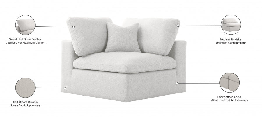 Serene Linen Textured Fabric Upholstered Deluxe Comfort Modular Corner Chair