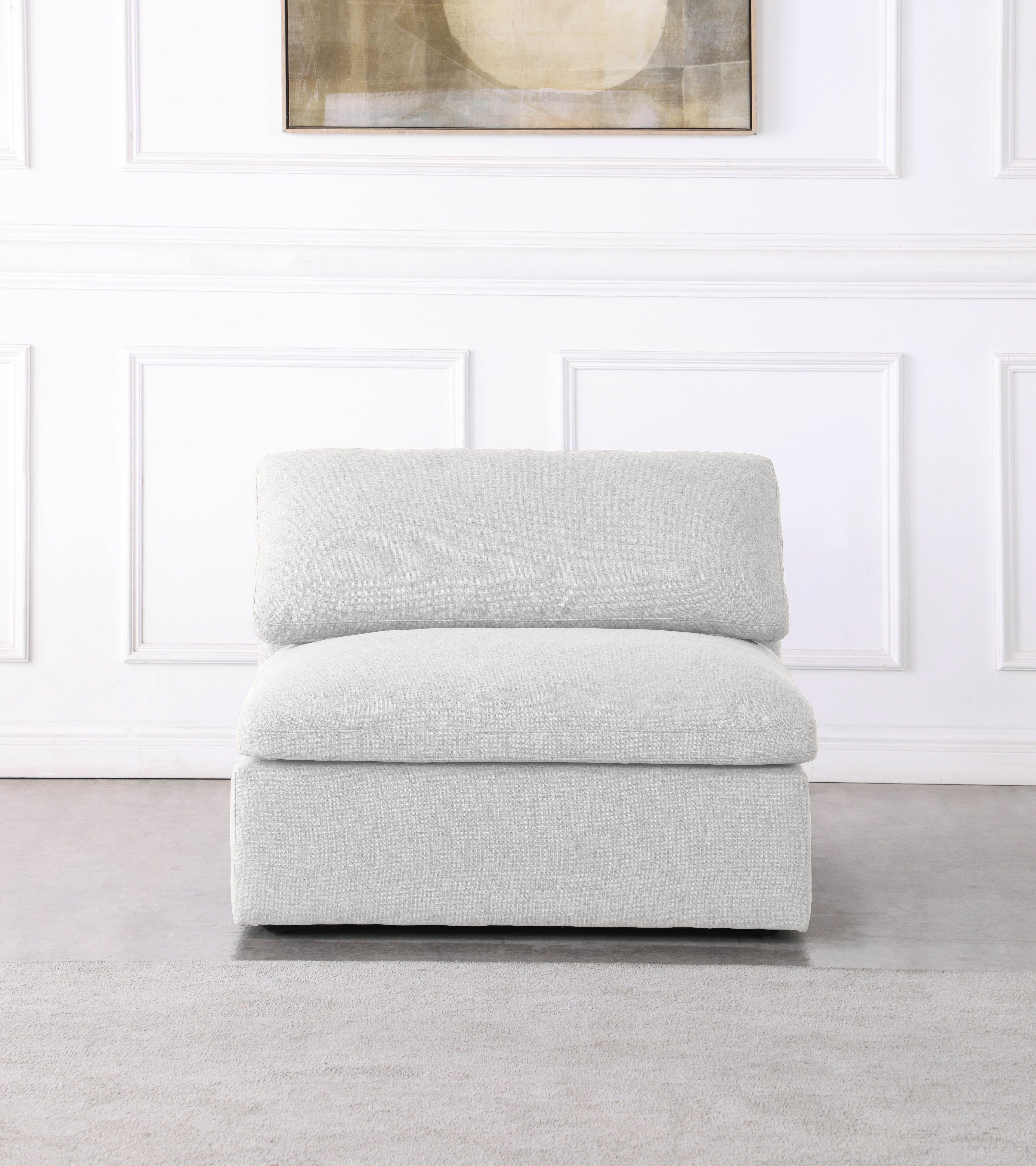 Serene Linen Textured Fabric Upholstered Deluxe Comfort Modular Armless Chair