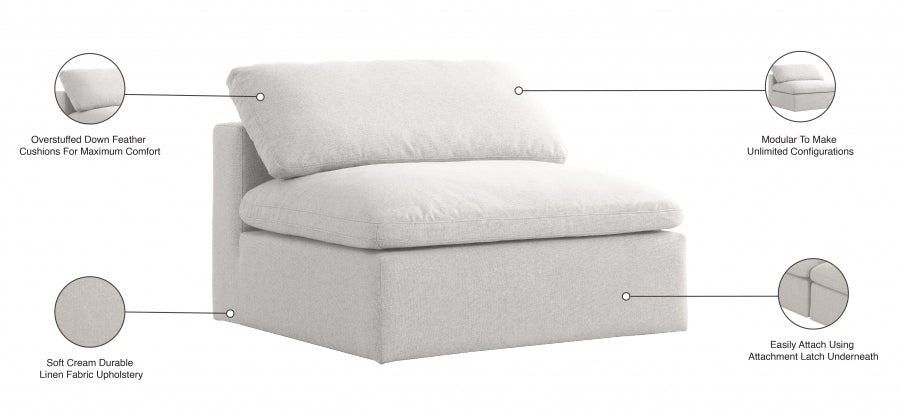 Serene Linen Textured Fabric Upholstered Deluxe Comfort Modular Armless Chair