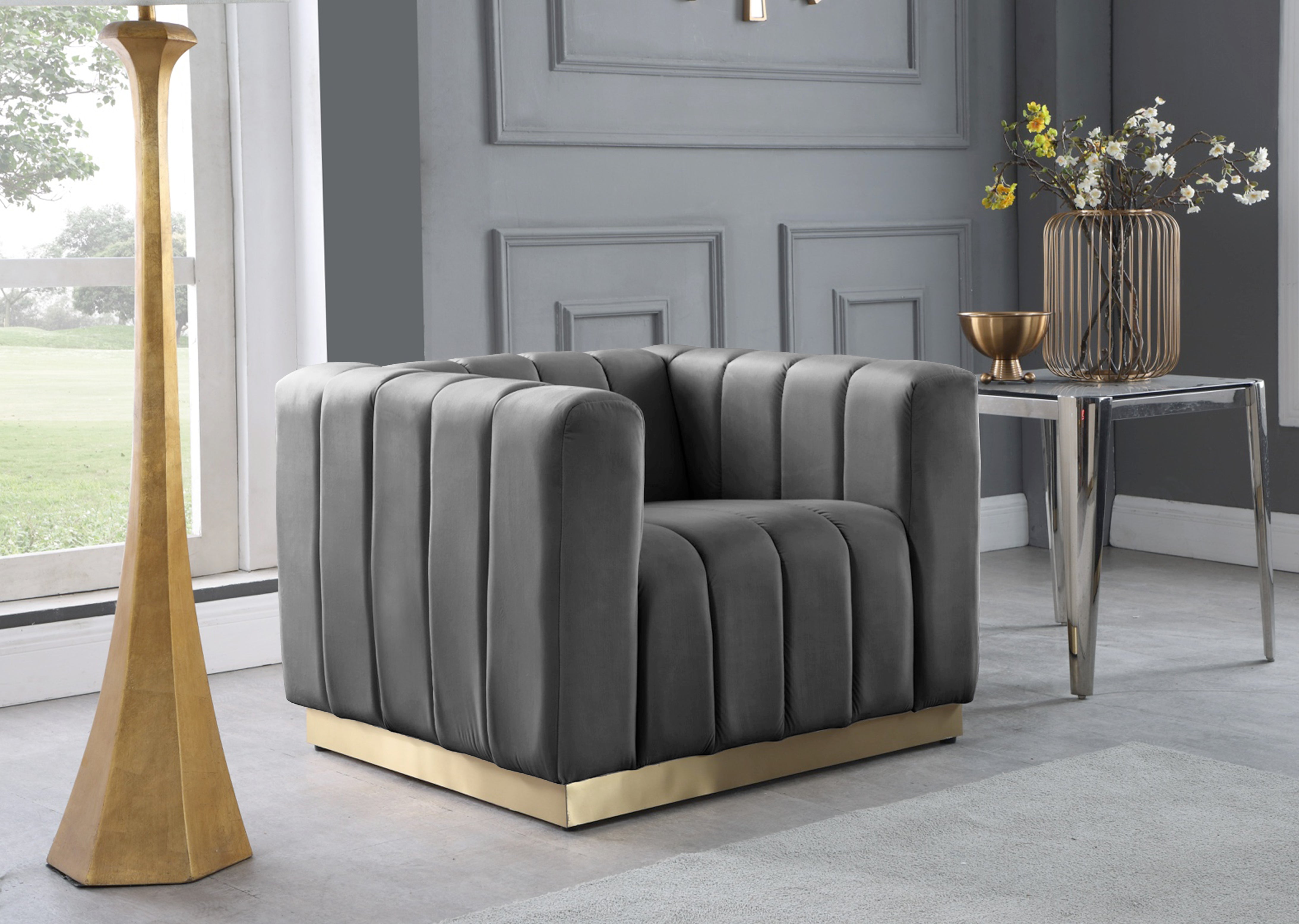Fauteuil d'appoint rembourré en chenille Vivi