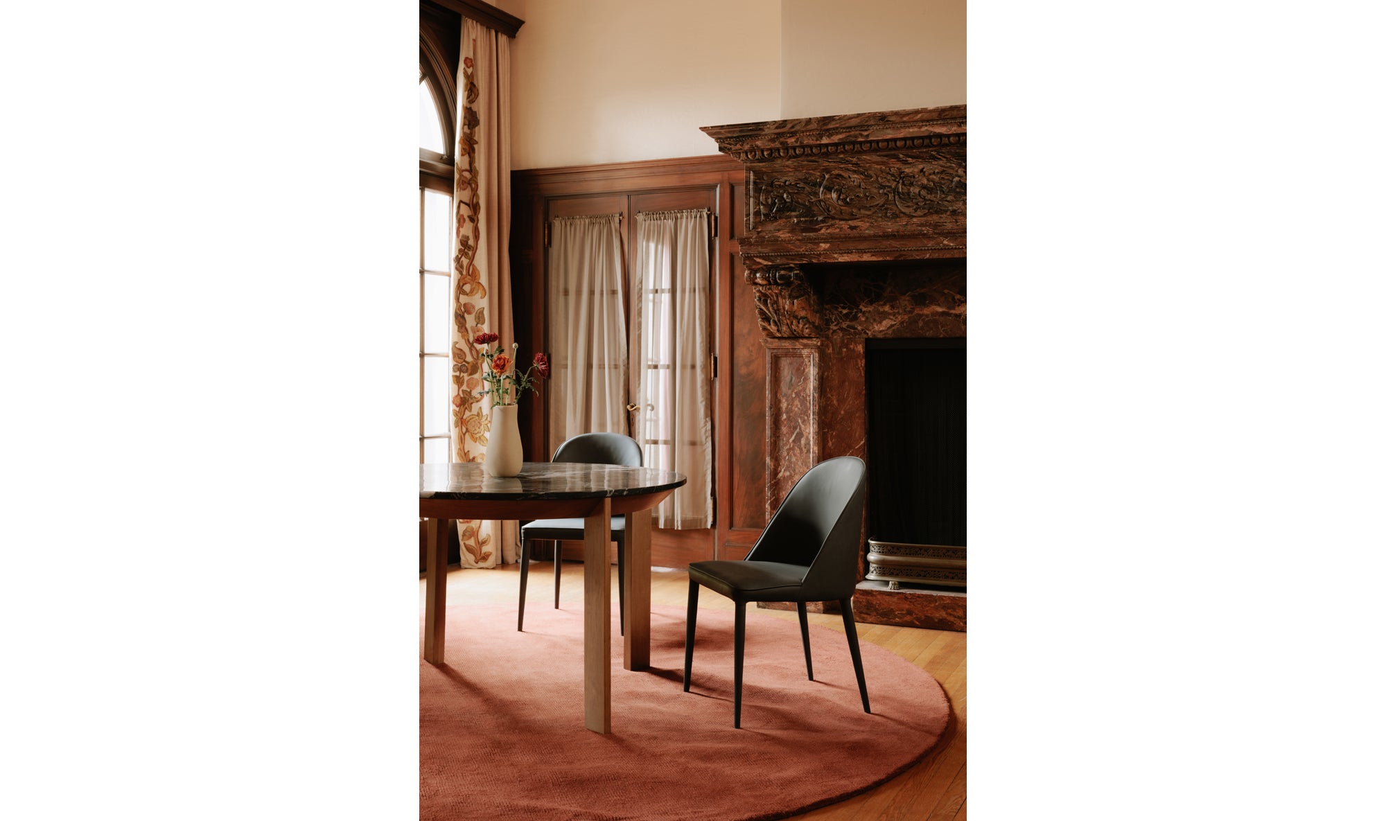 Burton Dining Chair Black Fade Vegan Leather Set of 2