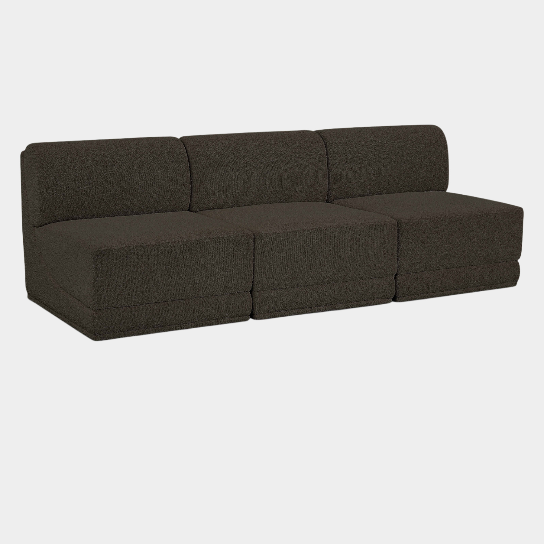 Canapé trois places sans accoudoirs en tissu Boucle Ollie