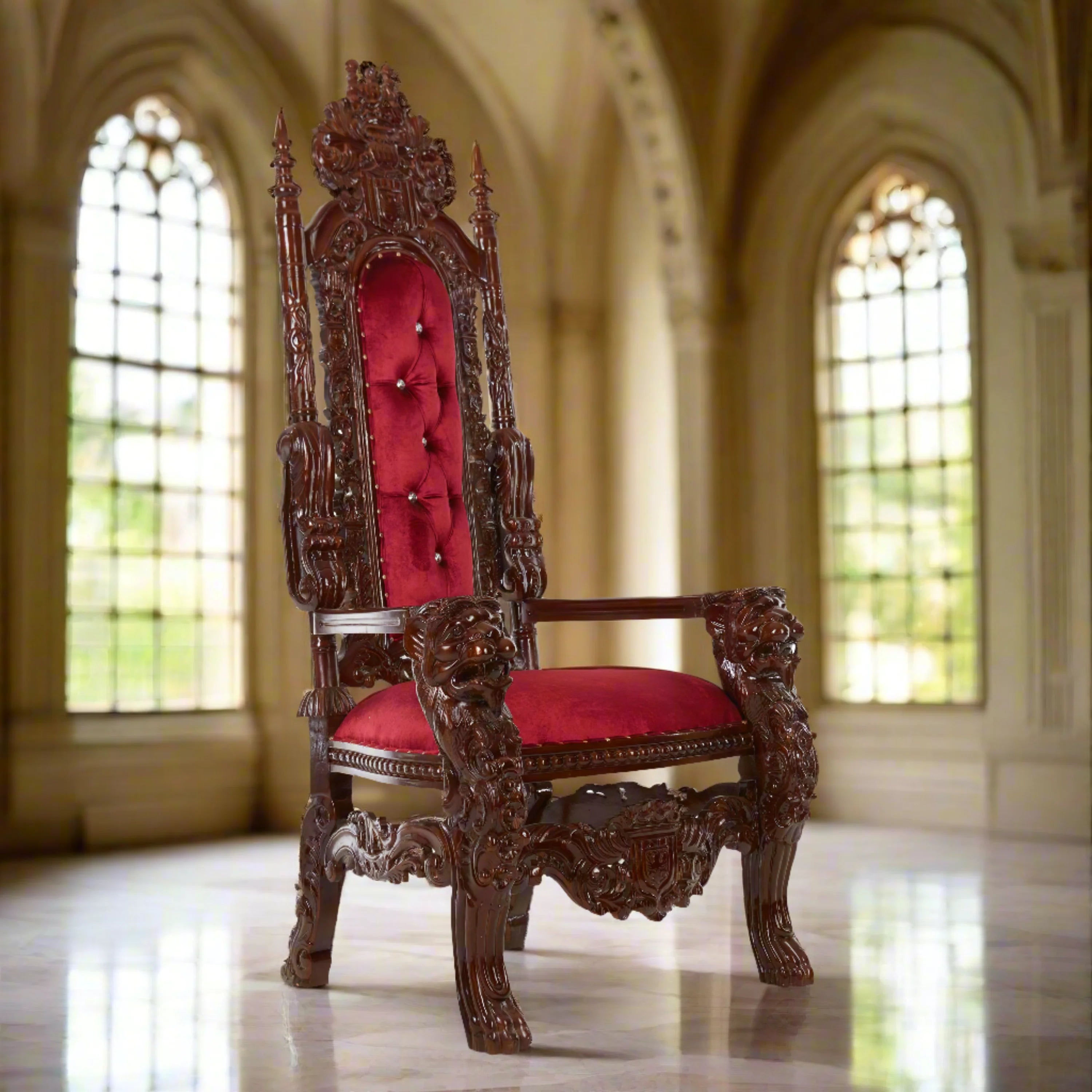 King David Lion Throne Chair - Velvet