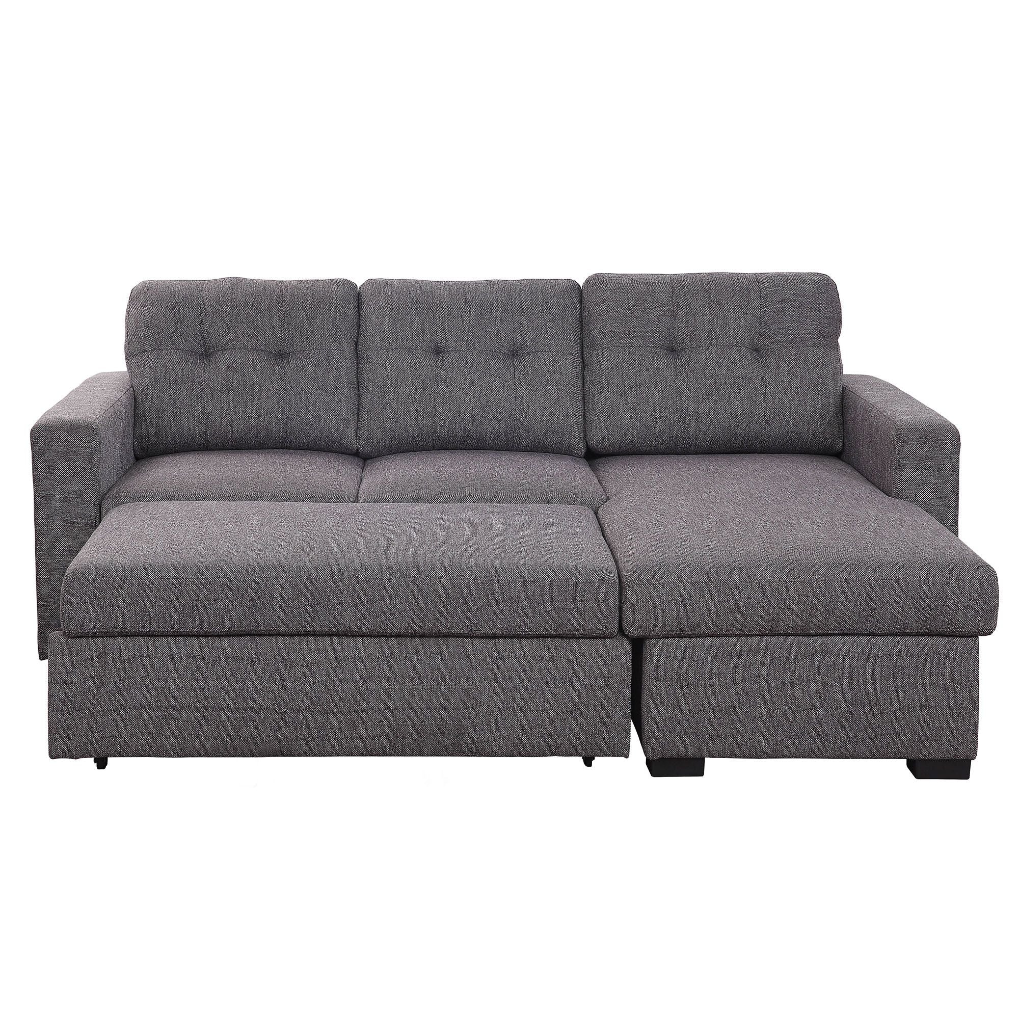 Tyson 93" Sectional Sofa w/Bed & Storage in Charcoal