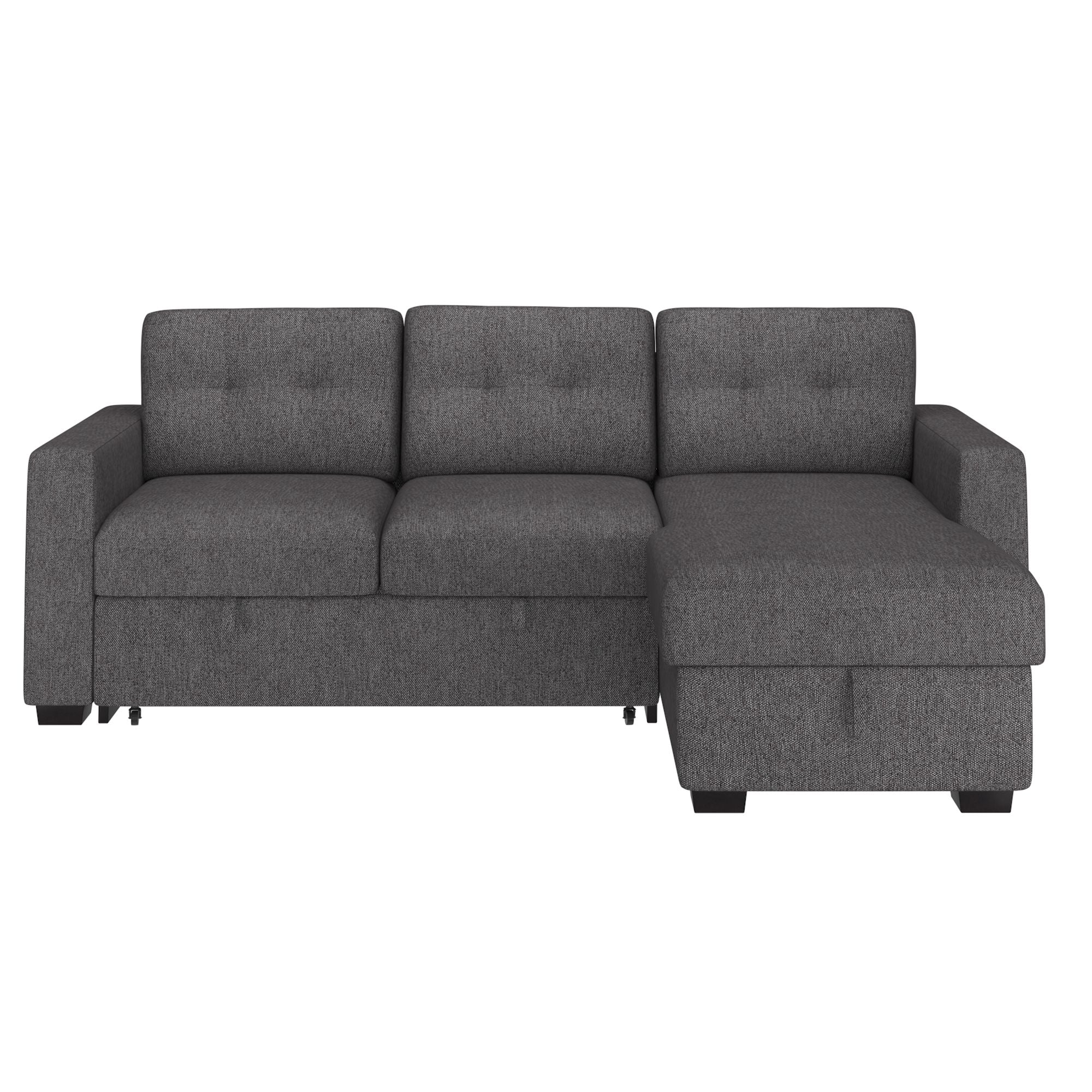 Tyson 93" Sectional Sofa w/Bed & Storage in Charcoal