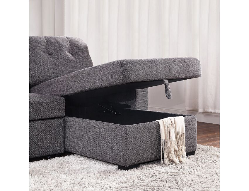Tyson 93" Sectional Sofa w/Bed & Storage in Charcoal