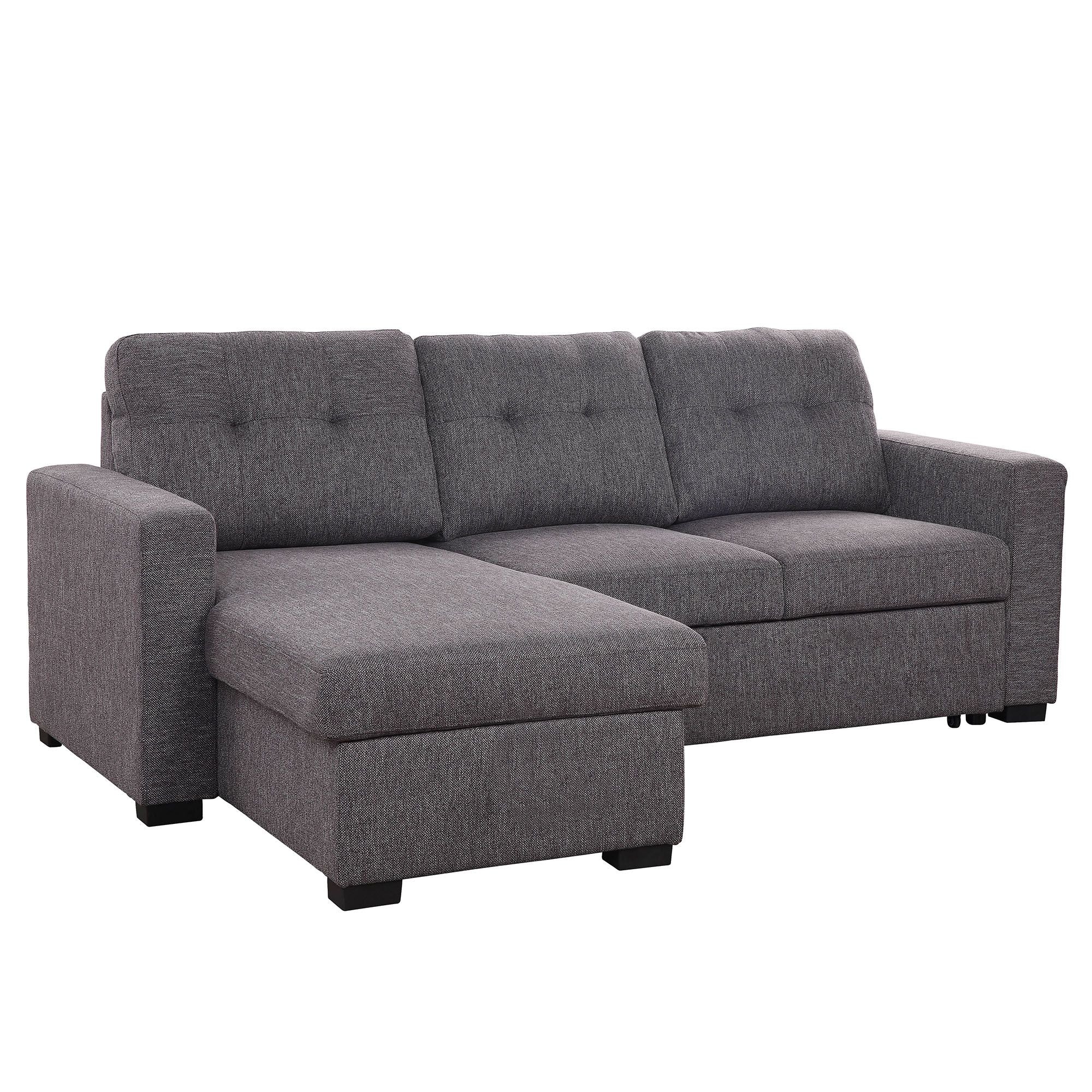 Tyson 93" Sectional Sofa w/Bed & Storage in Charcoal