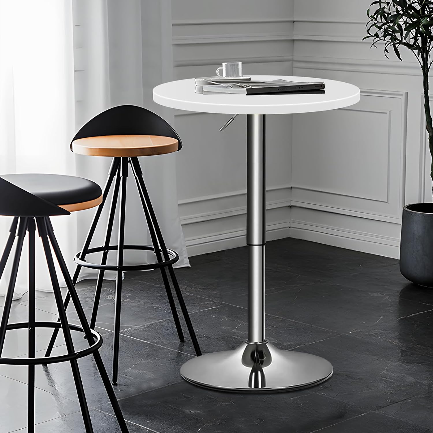 Table de bar ronde à hauteur réglable