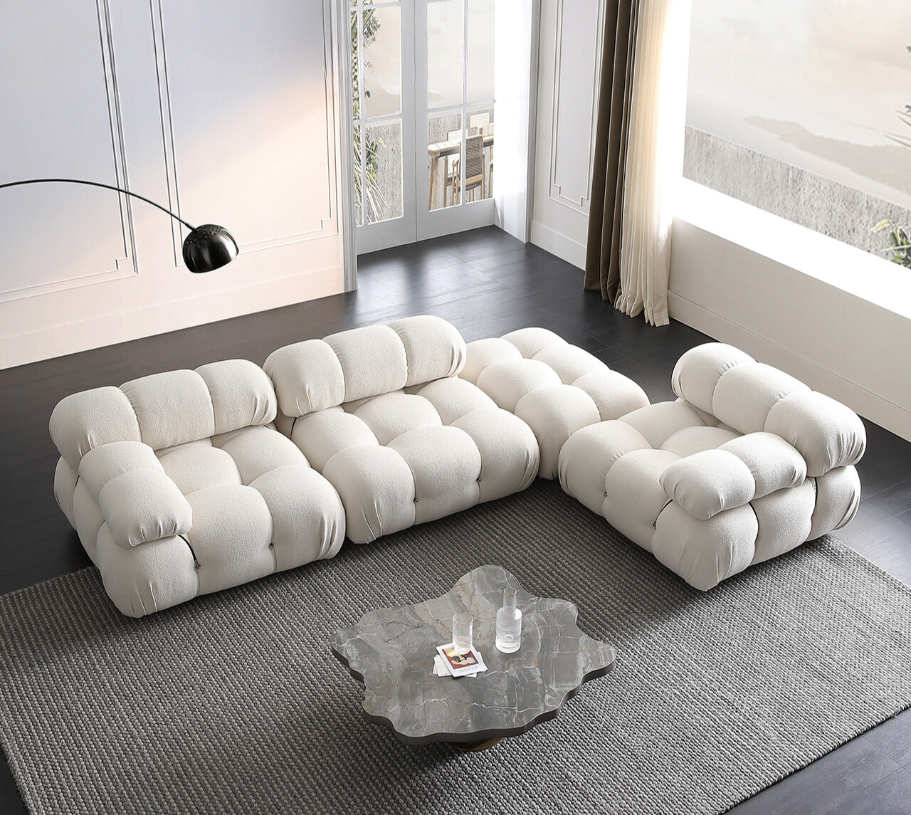 Mario Bellini Boucle Sofa with Ottoman