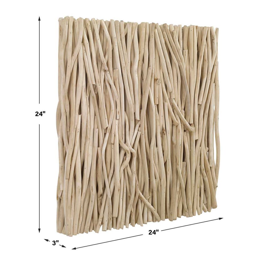 Gathered Teak Square Wood Wall Decor