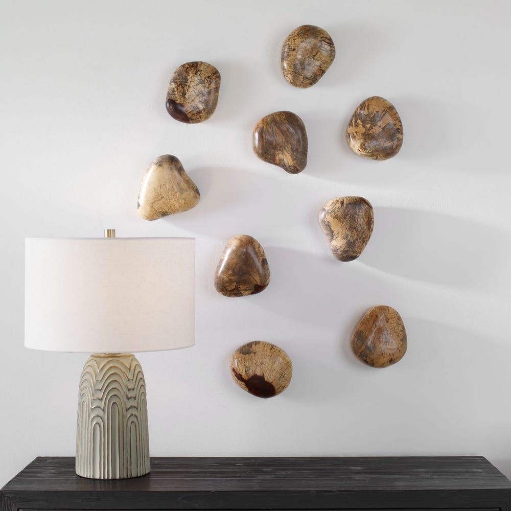 Pebbles Wood Wall Decor, S/9