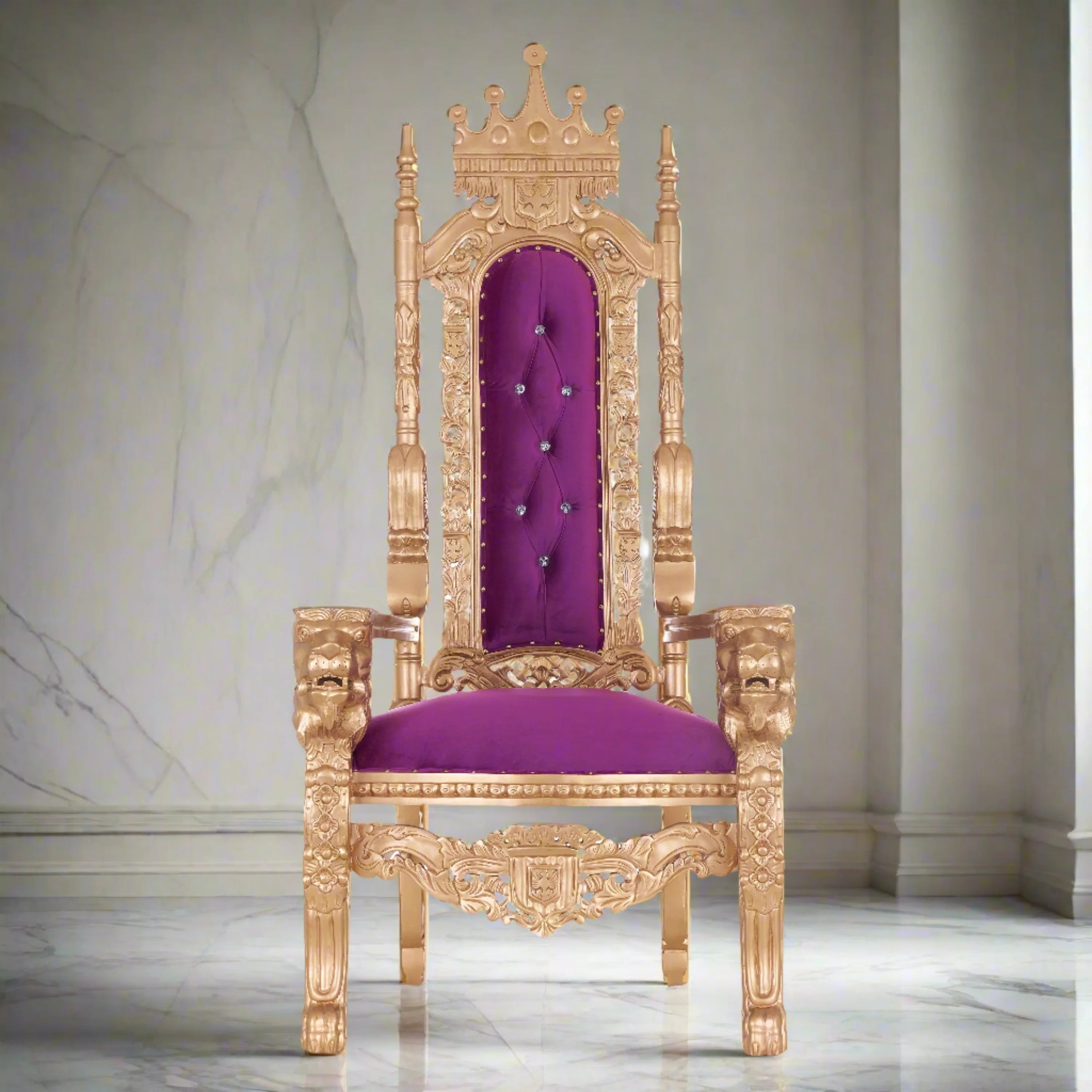 King David Crown Throne Chair - Velvet
