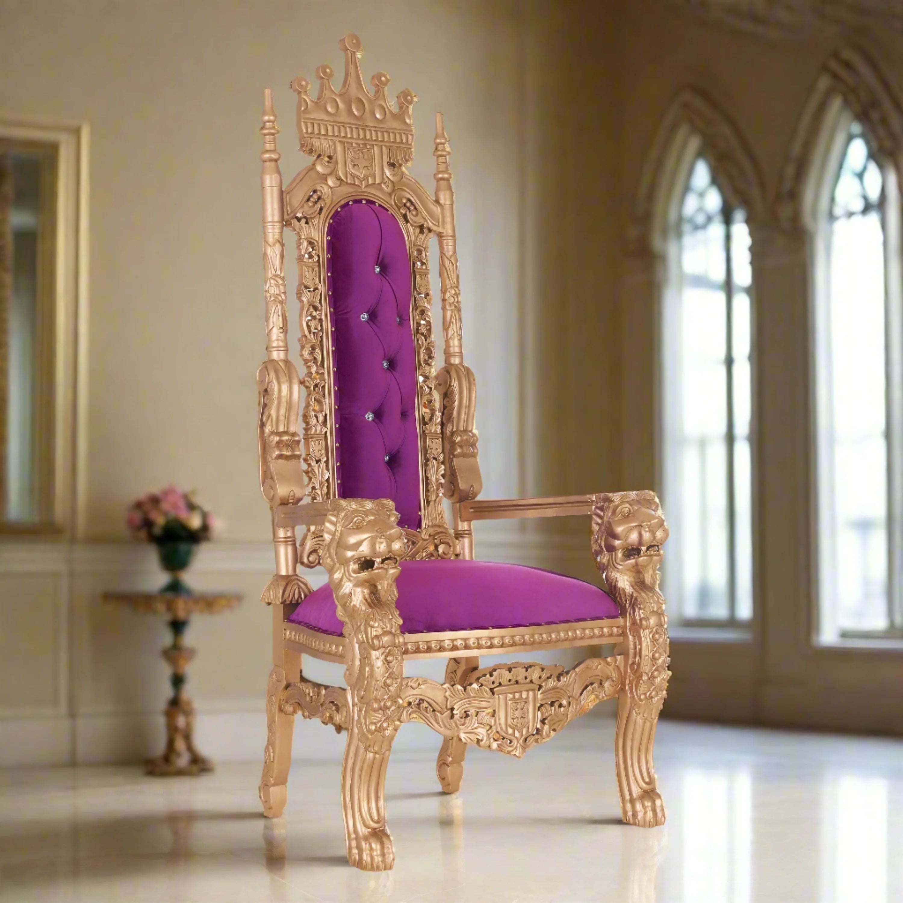 King David Crown Throne Chair - Velvet