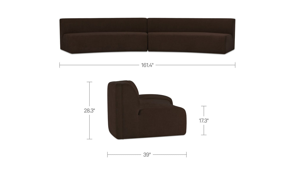 Naomi 2 Piece Concave Modular Sectional