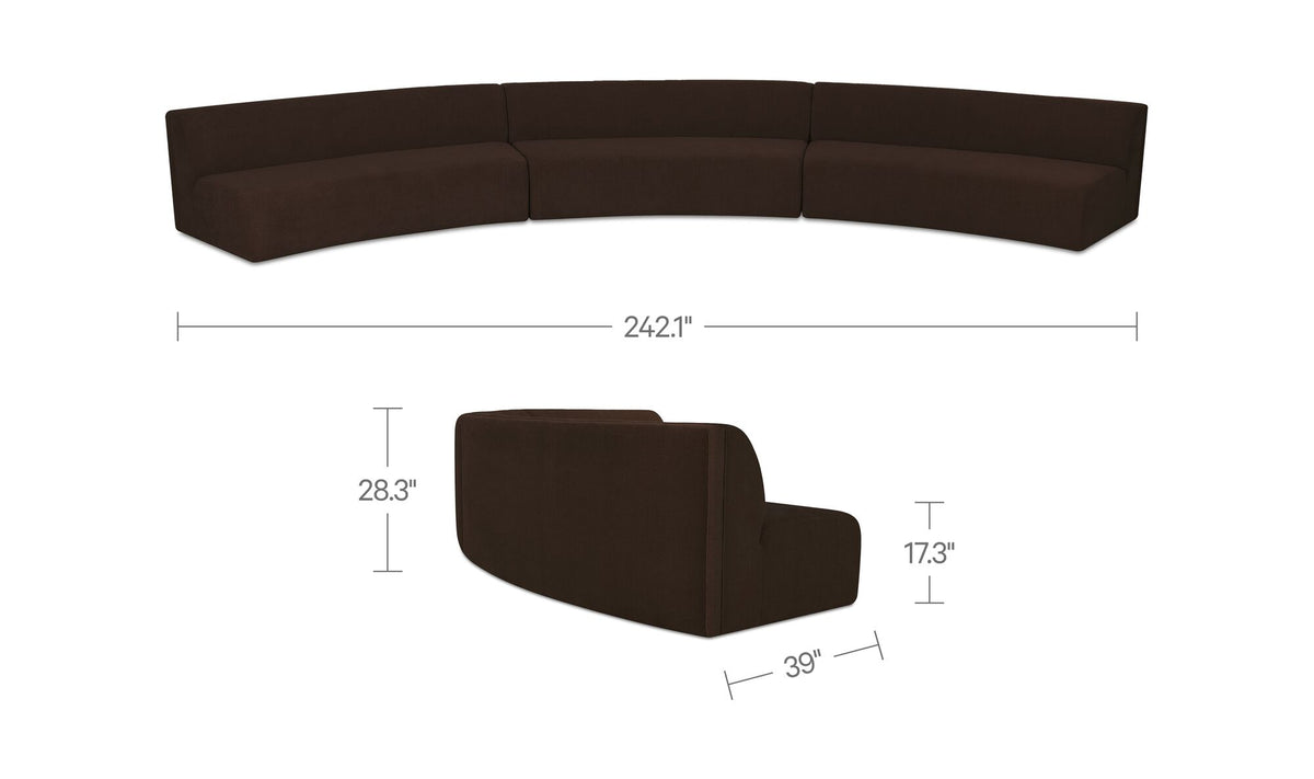 Naomi 3 Piece Concave Modular Sectional