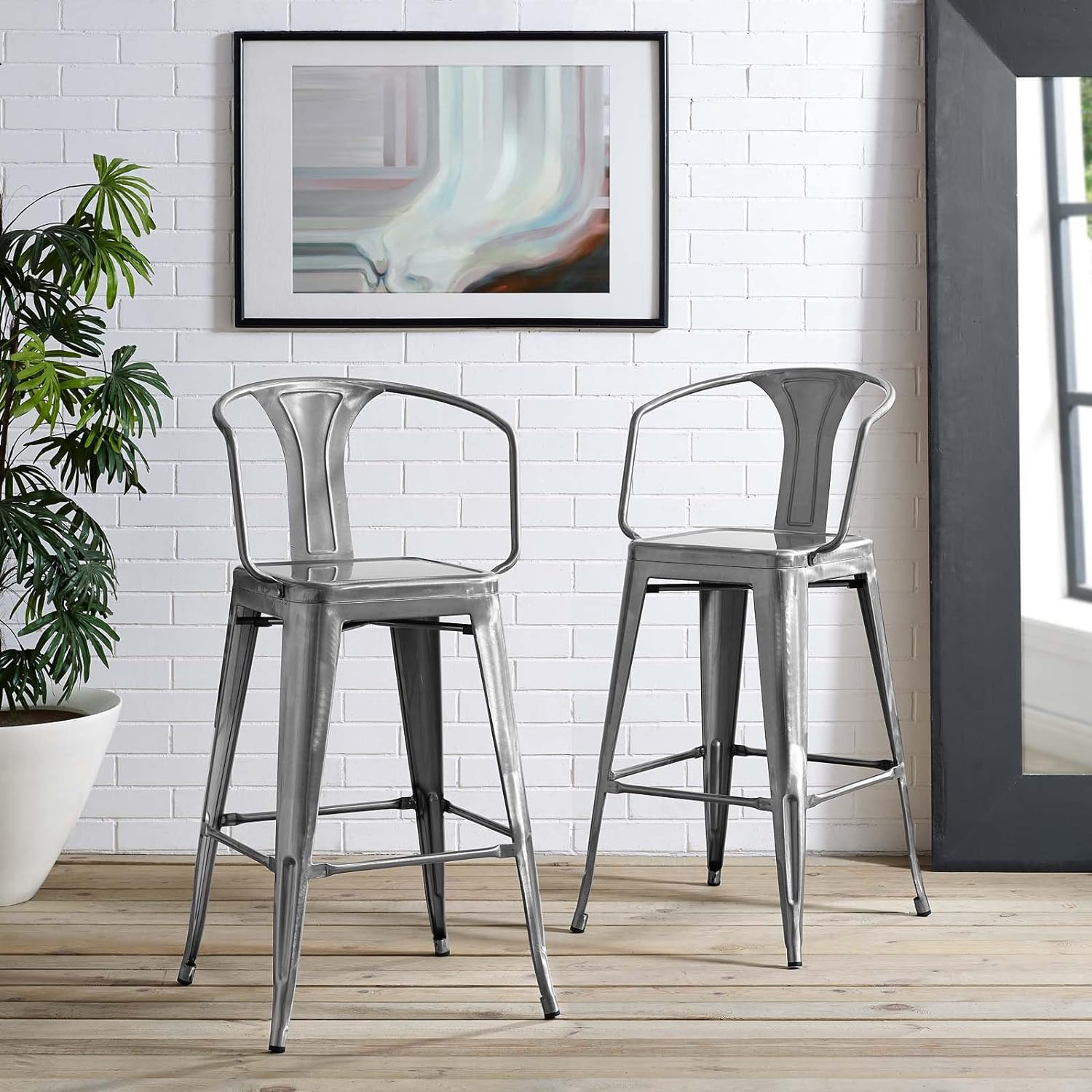Tolix High Back Arm Stool