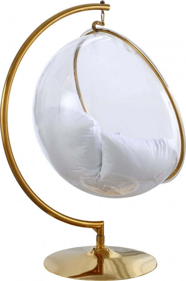 Luna Acrylic And Fabric Upholstered Swing Bubble Accent Chair