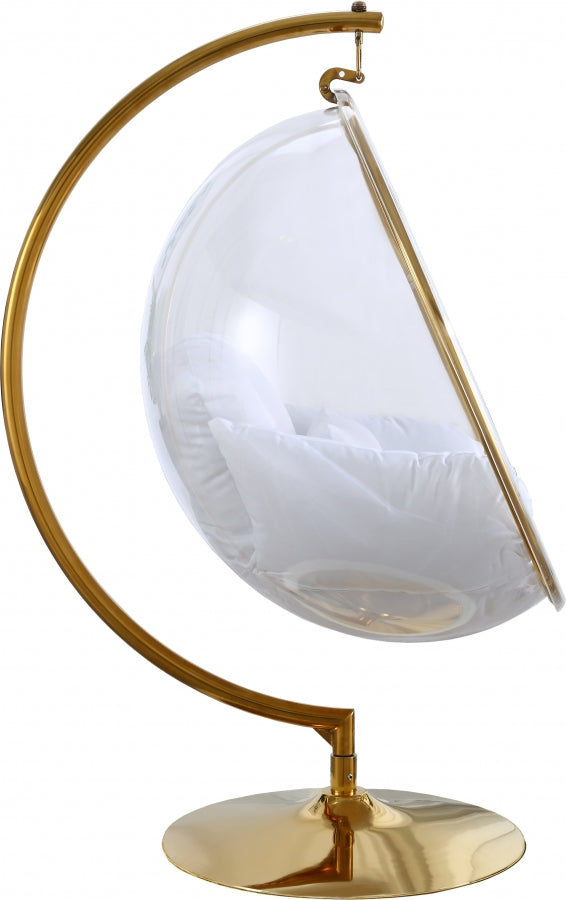 Luna Acrylic And Fabric Upholstered Swing Bubble Accent Chair