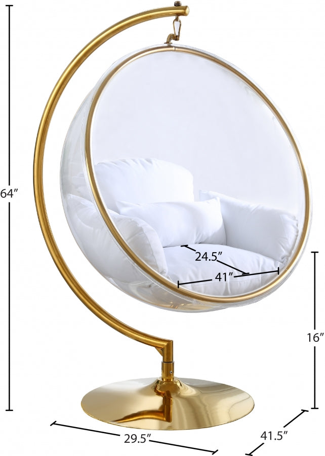 Luna Acrylic And Fabric Upholstered Swing Bubble Accent Chair