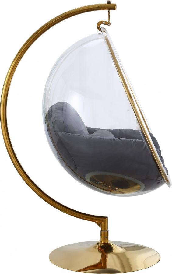 Luna Acrylic And Fabric Upholstered Swing Bubble Accent Chair