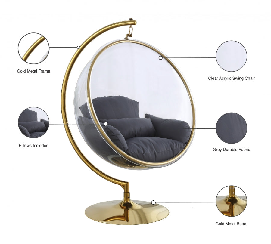 Luna Acrylic And Fabric Upholstered Swing Bubble Accent Chair