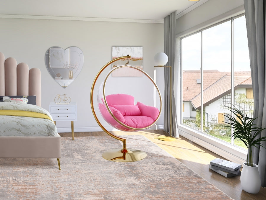 Luna Acrylic And Fabric Upholstered Swing Bubble Accent Chair