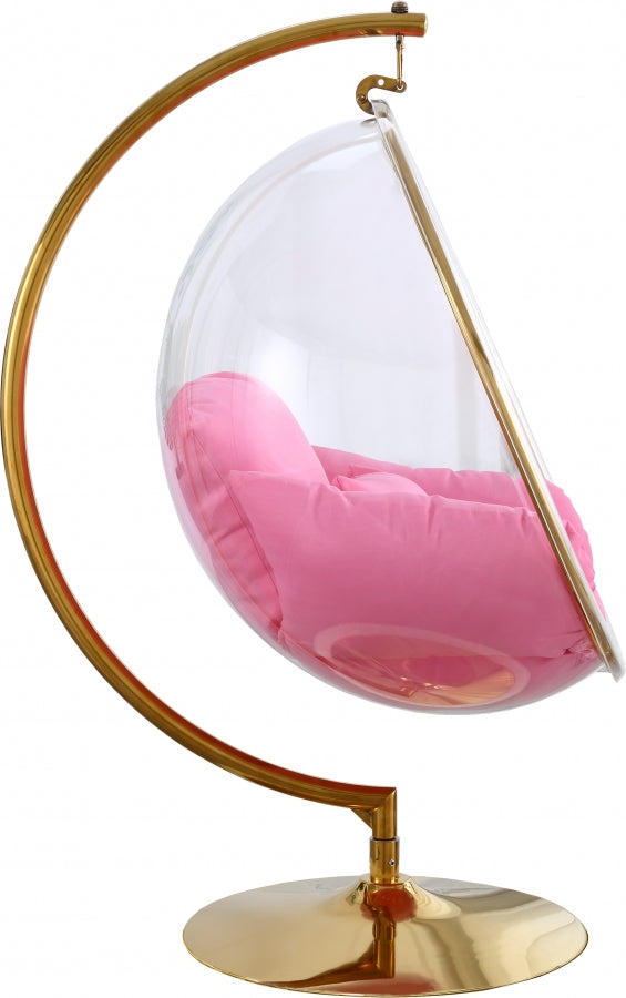 Luna Acrylic And Fabric Upholstered Swing Bubble Accent Chair