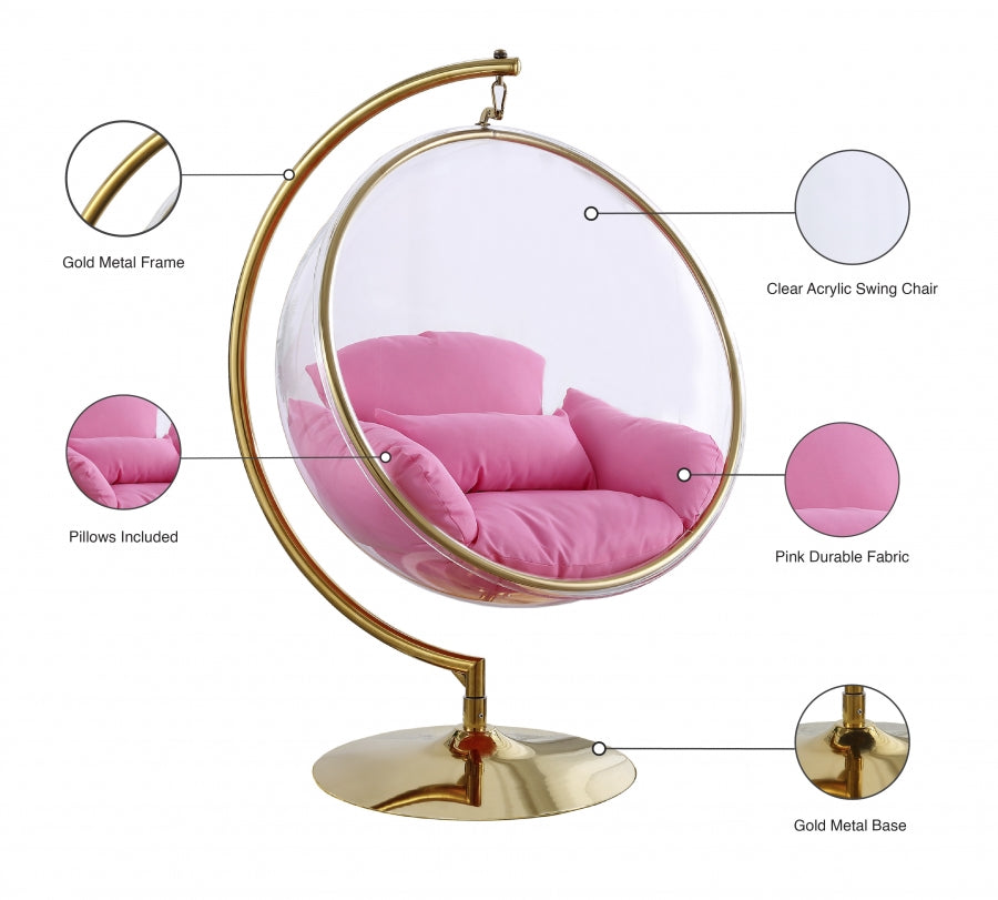 Luna Acrylic And Fabric Upholstered Swing Bubble Accent Chair