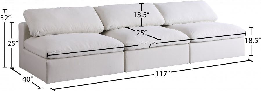 Serene Linen Textured Fabric Deluxe Comfort Modular Armless Sofa