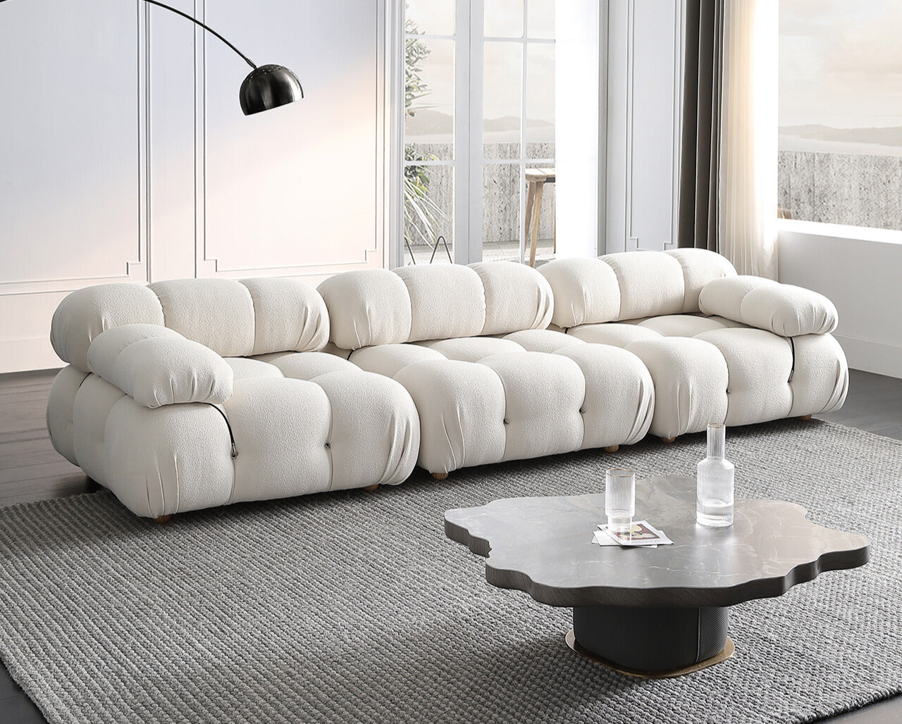 Mario Bellini Boucle Sofa with Ottoman