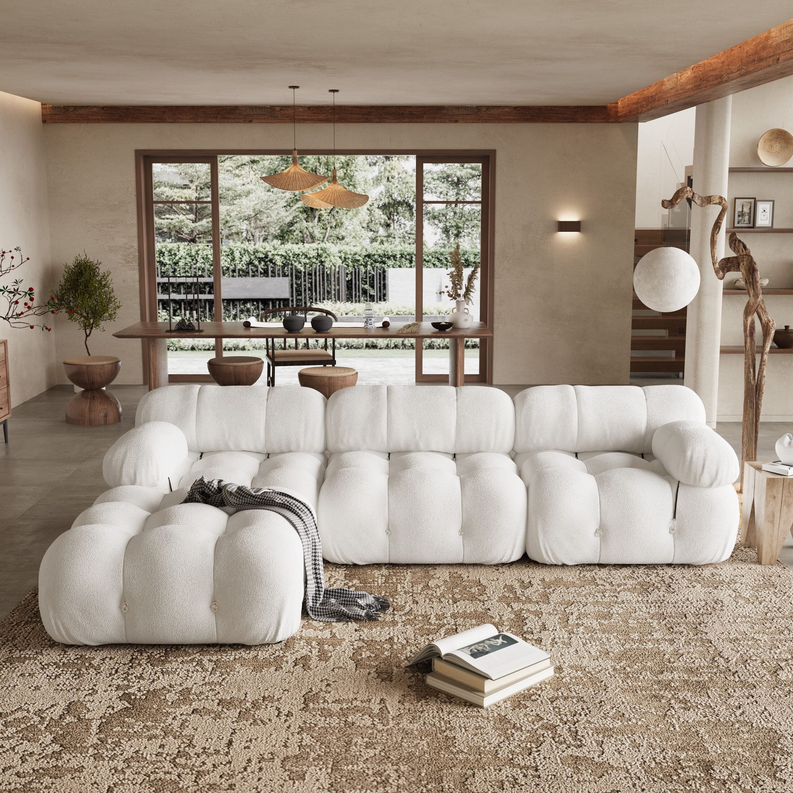 Mario Bellini Boucle Sofa with Ottoman