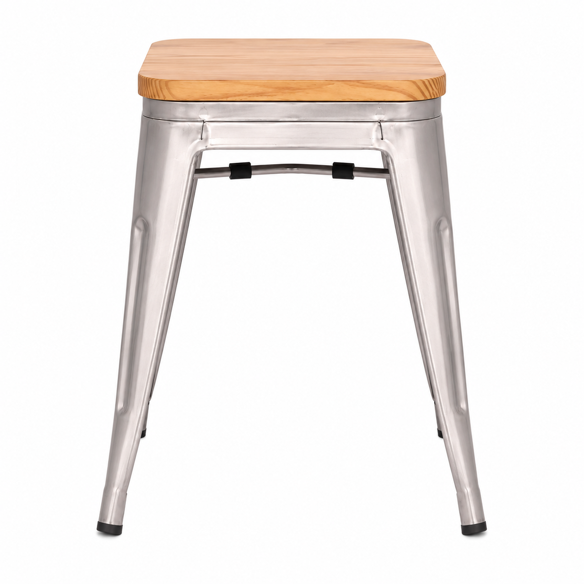 Mini Tolix Stool (Natural Wood Seat)