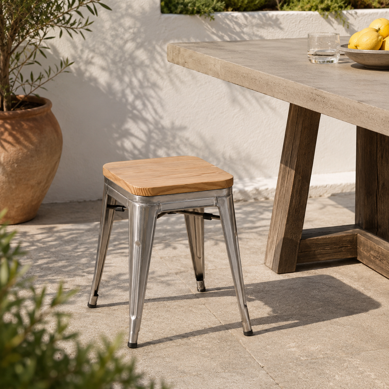 Mini Tolix (Siège en bois naturel)